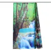 3D Waterfall Scenery Waterproof Shower Curtain Bathroom Landscape Trees Flower Bath Mat Set Pedestal Rug Lid Toilet Cover 210609