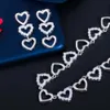 CWWZircons Cute Romantic Love Heart Shape CZ Necklace Earrings Fashion Women Party Jewelry Sets African Dubai Gold Color T497 H1022