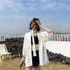 Kimono giapponese Donna Harajuku Camicie Camicette ricamate Magliette casual allentate Cosplay con cintura 210519
