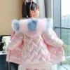 Girl Waterproof and Snowproof Down Cotton Jacket Thick Hooded Faux Fur Collar Coat Children's Outerwear Playing In The Snow 210903