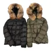 Women Fur Parkas Down Jacket Zipper Closure Pockets Belt Thick Warm Coat Classic Designer Woman Hood Winter Loose Long Outwear 606f