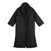 Мода Black Argyle Long Parka Winter Streetwook Side Split Cockets Пальто Turtleneck Рукавная мягкая куртка 210515