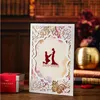 (30 pièces/lot) cartes d'invitation de mariage de couleur rouge et Beige Invitations de mariage de papillon de fleur coupée au Laser avec enveloppe IC02