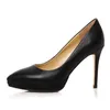 원래 의도 여성 플랫폼 펌프가 뾰족한 발가락 섹시한 얇은 하이힐 우아한 블랙 레드 신발 여성 미국 크기 4-8.5 드레스
