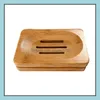 Dania łazienkowe Aessories Home Gardhroom Naturalny Drewno Magazyn Płytka Prysznicowa Bamboo Soap Dish Holder LX1931 Drop Dostawa 2021 1