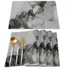 Camino de mesa blanco y negro con textura de mármol, tela y manteles individuales para decoración de fiestas, comedores y bodas, 210709