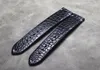 Bandes de montre Bracelet d'alligator noir ultra-mince 18 19 20 21 21 22mm Bande de surveillance à la main High-end de haut de gamme Courroie de bande en cuir de crocodile