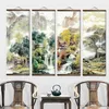 Chiński tradycyjny styl cztery pory roku krajobraz płótno do salonu plakat artystyczny z litego drewna przewiń obrazy Home Decor 211222