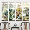 Chinese Traditionele Stijl Vier Seizoenen Landschap Canvas voor Woonkamer Wall Art Poster Massief Houten Rolschilderingen Home Decor 211222