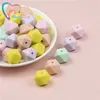 Teeny Teeth 50 PCS 42 Colors 14-17 MM Silicone Hexagon DIY Geometric Loose Beads For Baby Nursing Teething Toys