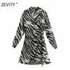 Zevity Women Vintage Animal Texture Print Sashes Mini Dress Kvinna Batwing Sleeve Kimono Vestido Chic Casual Slim Dresses DS4266 210806