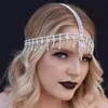 Hårklämmor Barrettes Luxury Bohemian Bride Jewelry Crystal Head Chain Rhinestone pannan Pannband handgjorda