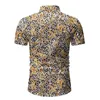 男性カジュアルパーティーのソーシャルシャツ男性カミシアホムレ210522のためのバロック様式の花柄のドレスの夏の半袖シャツ