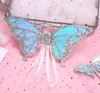 キラキラ蝶フェアリーウィングワンドクラウンセット用女の子パーティーお気に入りフォーズファンシードレス小物誕生日ギフトクリスマスバッグフィラーブルー