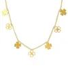 Chains Stainless Steel Necklace Clover Pendant Statement For Women Jewelry