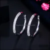 Hoop & Hie Earrings Jewelry Cwwzircons Elegant Green Red Cubic Zirconia Stones 585 Gold Color Circle Round Ear Rings For Women Drop Delivery
