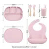 Four Grid Square Plate Children039S Tabell Provse Food Grade Silicone Straw Cup Bib Baby Feeding Shower Gift 2108115885065