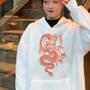Streetwear à capuche vintage femmes dragon chinois imprimé sweat à capuche hiver Oversize lâche femmes Harajuku hip hop 210803