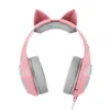 Hot Gamer Cuffie per GS1000 Pink Cat Ear Cute Girl Cuffie da gioco con microfono Auricolari cablati