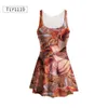 Realfine Summer Dress TLY1133 Fashion Sleeveless Machanics Printing Casual Dresses For Women Size S-XL