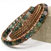 Kralen strengen verstelbare etnische boho boho multilayer armband lederen streng vrouwen natuurlijke semi -edelstenen drop trum22