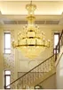 American Crystal Chandeliers Lights Lights Led Modern European Big Long Kroonluchter 3 kleuren Dimbare huis binnen verlichtingsdiameter 120 cm 150 cm