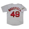 La maglia cucita personalizzata Tim Wakefield 2007 Grey Road World Series aggiunge il numero del nome Maglia da baseball