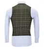 Gilets pour hommes Business Plaid laine armée vert gilet simple boutonnage coton costume gilet pour mariage formel garçons d'honneur Stra22