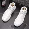 Fashion Designer Men Business Wedding Shoes Luxury Style High top Male Footwear Casual Sneakers White Round Toe Thick Bottom Causal boots