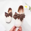 Black Pink Beige bowknot Baby Girls Princess Shoes For Kids Casual Leather Shoes For Student Girl single shoes 3 4 5 6 7 8-15T X0703
