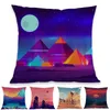 Coussin/oreiller décoratif paysage coloré lever du soleil et coucher de soleil crépuscule ruisseau de montagne nuit pyramide étui en lin maison canapé coussin décoratif C