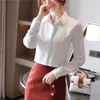 Klassieke chiffon blouse vrouwelijke vrouwen shirt elegante witte losse lange mouwen shirts dame eenvoudige stijl tops kleding Blusas 10857 210521