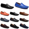 leathers doudous men casual drivings shoes Breathable soft sole Light Tans blacks navys whites blue silver yellows grey footwears all-match outdoor cross-borders