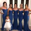 Royal Blue Mermaid Prom Klänningar SPAGEHETTI SRRAP SATIN Formell Princess Pageant Gowns