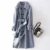 Осень зима женские шерстяные меховые пальто корейской моды пуговицы карманные гранулы овец стрижка куртка дамы длинные пальцы h477 211019
