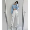 Koreanska kvinnor Casual Loose Heart Print Streetwear Sweatpants Femme High Waist Harajuku Byxor Wide Leg Sport Jogger Harem Pants 210925