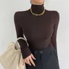 Lente Zomer Modal T-shirt voor Vrouw Mode Lange Mouw Turtleneck Tops Koreaanse Vrouwen Sexy Tee Shirts 210525