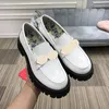 Free porte postal de alta qualidade vestido sapatos genuíno couro impresso dentro de fundo grosso casual muffin womens rodada dedos clássicos fivela carreira