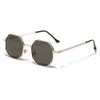 Fashion New Ladies Sunglasses Men Metal Gold Green Brown Male Octagonal Sun Glasses Polygon