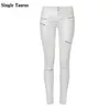 Taille basse en cuir PU Pantalons Femmes Streetwear Faux Fermetures à glissière Blanc Cargo Punk Push Up Plus Taille Skinny Enduit Jean Mujer 211115