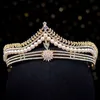 Baroque rétro Gold Crystal Pearl Bridal Tiaras Crown Geometric Geometric Pageant Diadem Bride Bride Banding Accessoires de cheveux 2202171877434