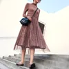 2022 Spring Autumn Golden velvet skirt thin vertical feeling thickened high waist mesh pleated versatile yarn skirt