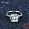 Luxury Genuine 925 Sterling Silver Ring Classic 4CT 10 Hearts s Zircon Jewelry For Women Fedi nuziali di fidanzamento 210707