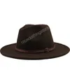 Cappello fedora invernale da donna in lana con nastro in pelle