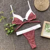 Kadın Mayo Seksi Sevimli Polka Dot Thong Bikini Set Bandaj Brezilya Bikinis 2021 Yaz Kadınlar Yukarıdaki Mayolar Plaj Plaj Giyim