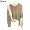 NEPLOE Koreaanse trui vrouwen trekkoord gebreide truien winter kleding vrouw effen kleur chic jumper jas vrouwelijke 4G602 210422