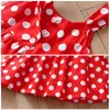 夏の女の子Polkaのドット赤いドレスのための子供のためのかわいいカジュアルな服の赤ちゃんファッションSundress 210529