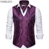 Gentleman Formell Slim Fit Double-Breasted Dress Suit Västar Mens Mode Cashew Blomster Print Waistcoat Colete Masculino 210524