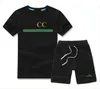 Stokta 2-7 Yıl Tasarımcı Çocuklar T-Shirt Pantolon Set Marka Çocuk 2 Parça Pamuk Giyim Bebek Erkek Kız Moda Giyim G0221