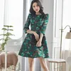 Autumn Women Flowers Printing dress Casual 3/4 sleeve Winter Mini Dress For Female Fashion A-line Party Vestidos 210529